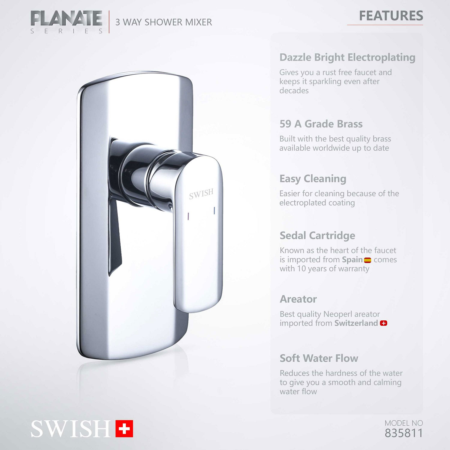 835811 SWISH Planate Shower Mixer 2