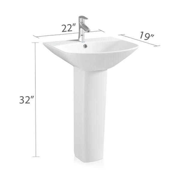 5200A WH SWISH Pedestal Basin - Image 2